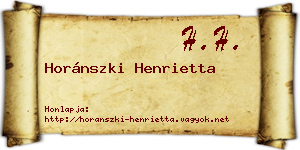 Horánszki Henrietta névjegykártya